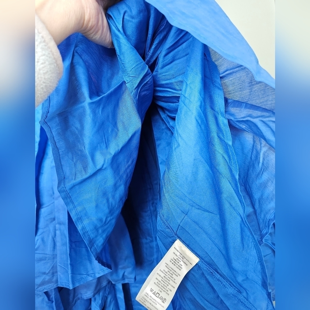 By Anthropologie Women's Off-The-Shoulder Tiered High-Low Midi Dress, Blue, XS - Picture 11 of 16